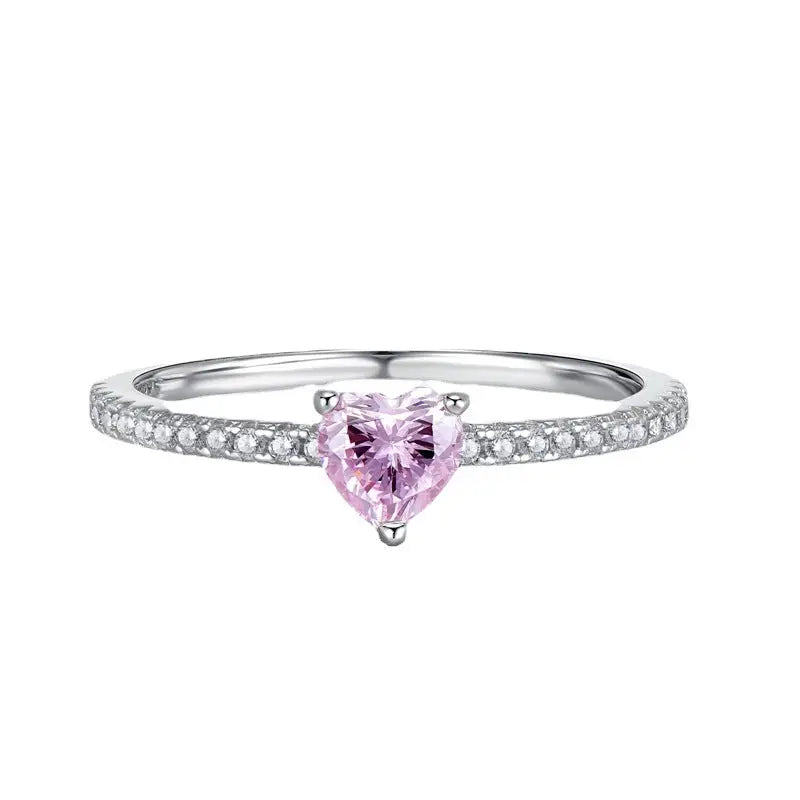 Stacking ring with pink heart