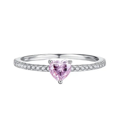 Stacking ring with pink heart