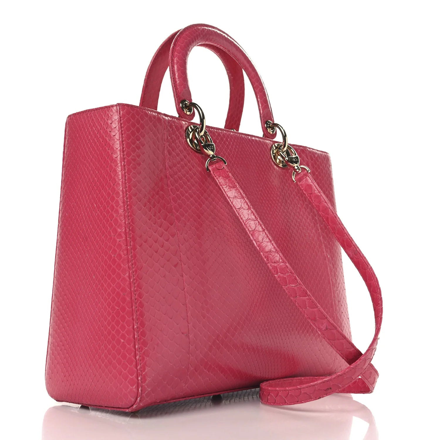 Snakeskin Large Lady Dior Pink