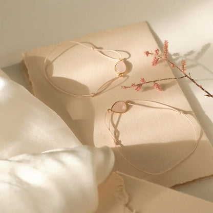 Mother-daughter bracelet set with pink quartz drops