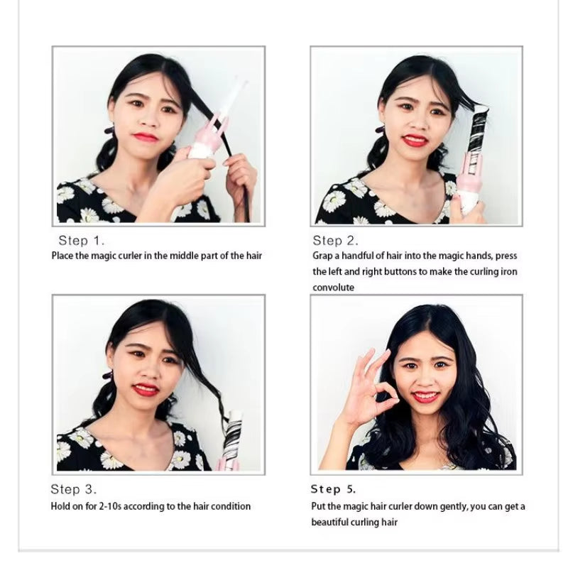 Vivid&Vogue 28Mm Magic Curler Set Pink Automatic Curler Lazy Curler with Free Hair Clip Comb (VAV-022B Authentic)