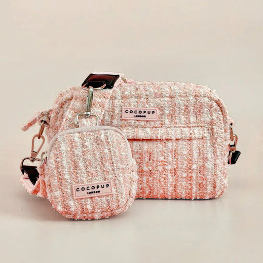 Pink Textured Tweed Dog Walking Bag Bundle - Pink Textured Tweed