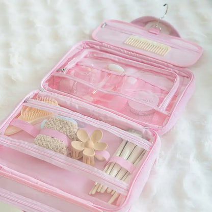 Pink cosmetic bag TOWEL with hanger