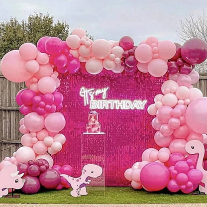 112Pcs Pink Balloon Arch Wreath Set, Pink Balloons with Rose Exploding Stars and Pink Love Foil Balloons, Suitable for Mother'S