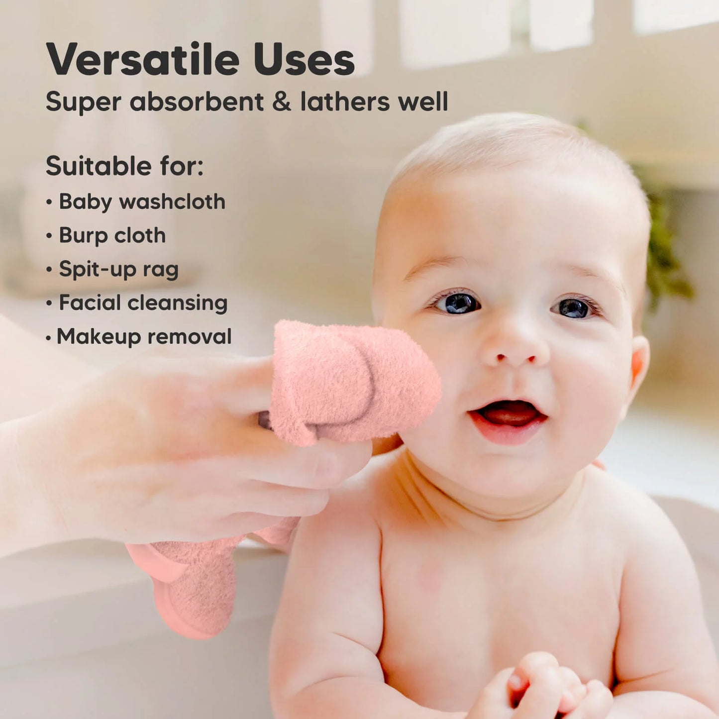 Deluxe Baby Washcloths (Blush Pink)