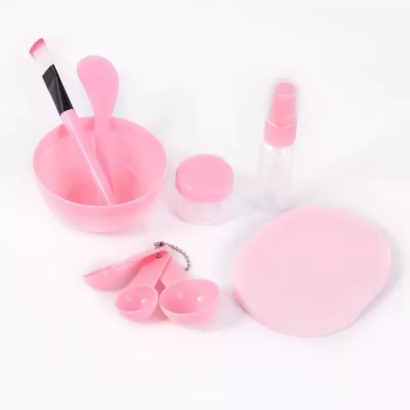 DIY Pink 9Pcs Kit Facial Mask Bowl Mask Makeup Brush Mask Stir Spatula Spoon Spray Bottle Cleanse Sponge Beauty Care Skin Tools