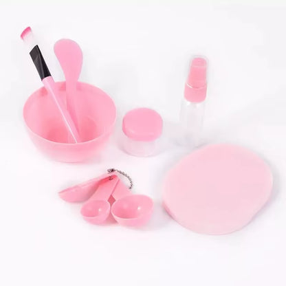 DIY Pink 9Pcs Kit Facial Mask Bowl Mask Makeup Brush Mask Stir Spatula Spoon Spray Bottle Cleanse Sponge Beauty Care Skin Tools