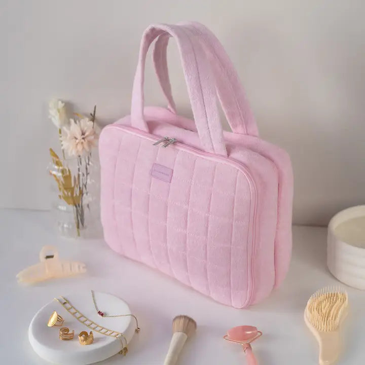 Pink cosmetic bag TOWEL with hanger