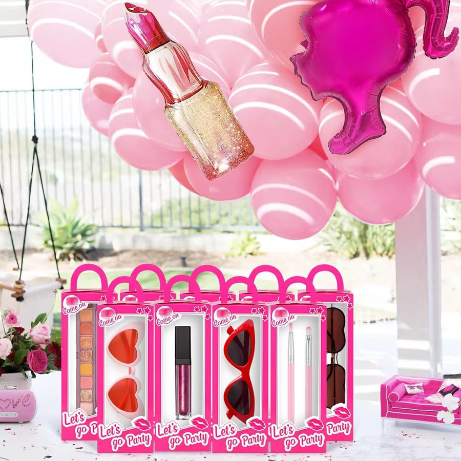 12PCS Pink Doll Party Favor Boxes Doll Props Hot Pink Gift Box Goodie Bag Candy Treat Boxes Pink Birthday Bachelorette Party