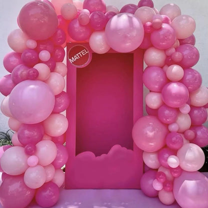 112Pcs Pink Balloon Arch Wreath Set, Pink Balloons with Rose Exploding Stars and Pink Love Foil Balloons, Suitable for Mother'S