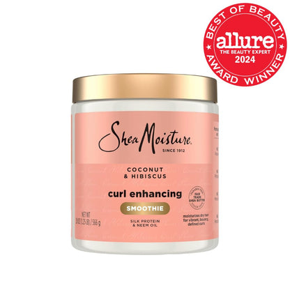 SheaMoisture Curl-Enhancing Smoothie Hair Cream, Coconut and Hibiscus for thick, curly hair, sulfate-free and paraben-free, curl cream, 590 ml