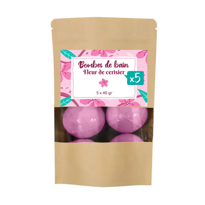 Bath bomb set, 5 x 40 g – cherry blossom scent