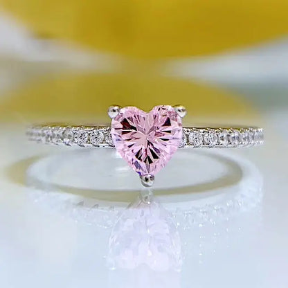 Stacking ring with pink heart