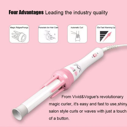 Vivid&Vogue 28Mm Magic Curler Set Pink Automatic Curler Lazy Curler with Free Hair Clip Comb (VAV-022B Authentic)