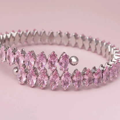 18K Gold PVD Edelstahl Armband mit rosa Stein