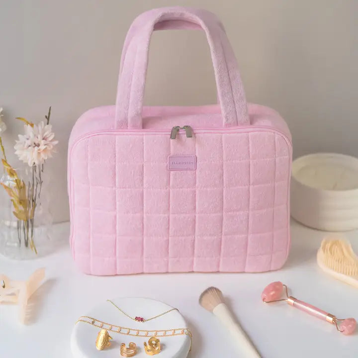 Pink cosmetic bag TOWEL with hanger