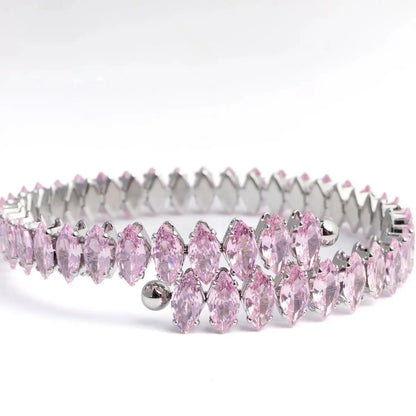 18K Gold PVD Edelstahl Armband mit rosa Stein