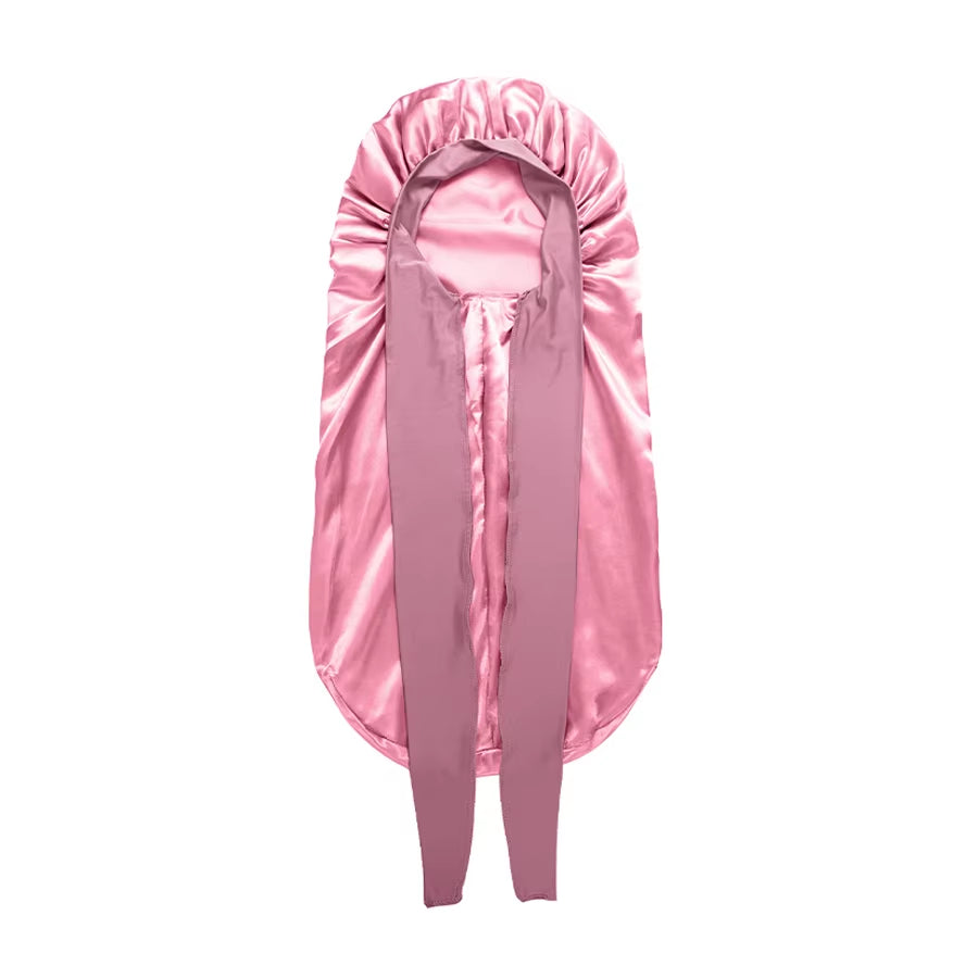 Blush Pink Layers Silk Satin Bonnet Sleeping Cap Shower Edge Wrap Cover Nightcap for Women Long Hair