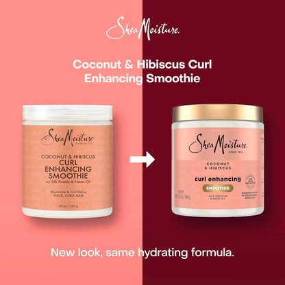 SheaMoisture Curl-Enhancing Smoothie Hair Cream, Coconut and Hibiscus for thick, curly hair, sulfate-free and paraben-free, curl cream, 590 ml