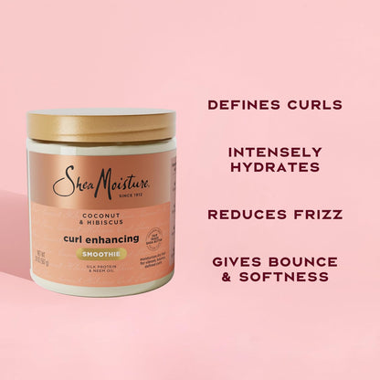 SheaMoisture Curl-Enhancing Smoothie Hair Cream, Coconut and Hibiscus for thick, curly hair, sulfate-free and paraben-free, curl cream, 590 ml