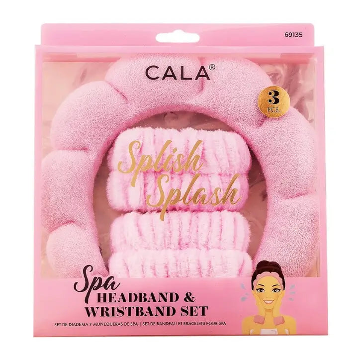 CALA 69135 Spa Set in Pink – Hair Band and Wristbands
