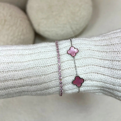 Pink Tennis Bracelet | 18K Gold Plated