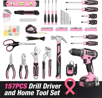 WORKPRO Pink Power Kit – 157PCS