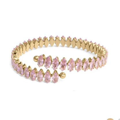 18K Gold PVD Edelstahl Armband mit rosa Stein