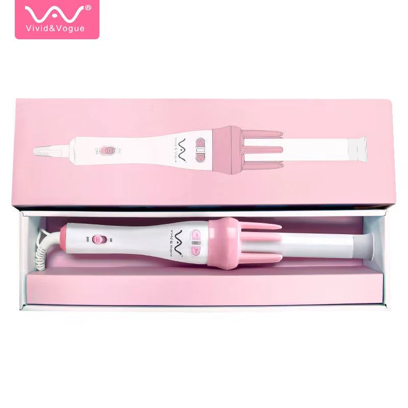 Vivid&Vogue 28Mm Magic Curler Set Pink Automatic Curler Lazy Curler with Free Hair Clip Comb (VAV-022B Authentic)