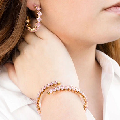 18K Gold PVD Edelstahl Armband mit rosa Stein