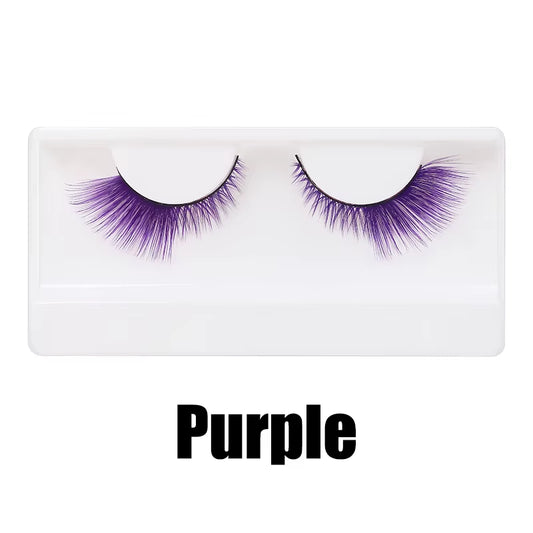 Colorful Fake Eyelashes Halloween Makeup Products Blue Red Pink False Eyelashes Extension Colored Lashes Make up Cosplay