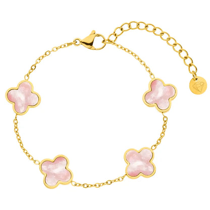 Pink Mother-of-Pearl Clover Bracelet | 18K Gold Plated
