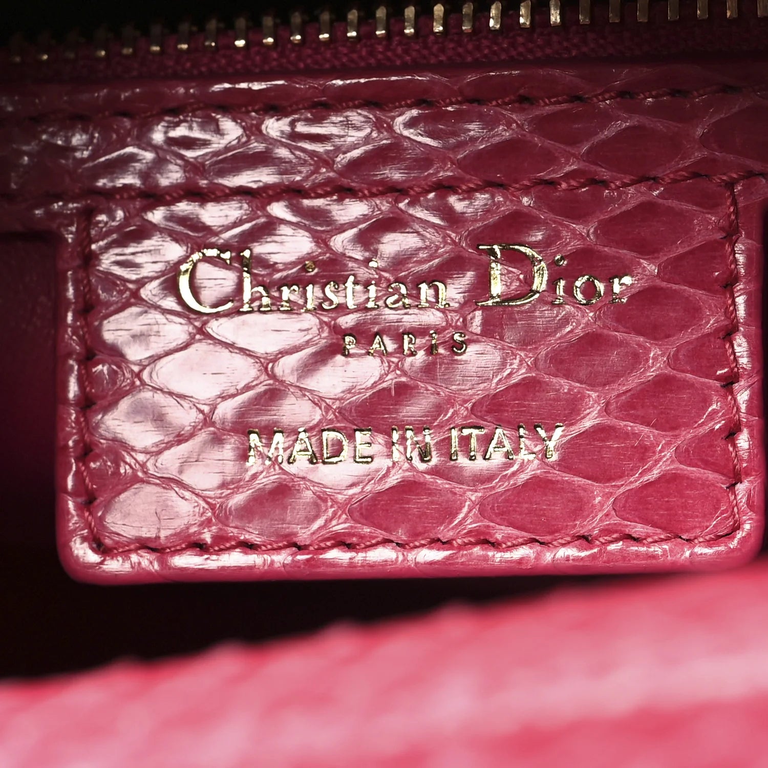 Snakeskin Large Lady Dior Pink
