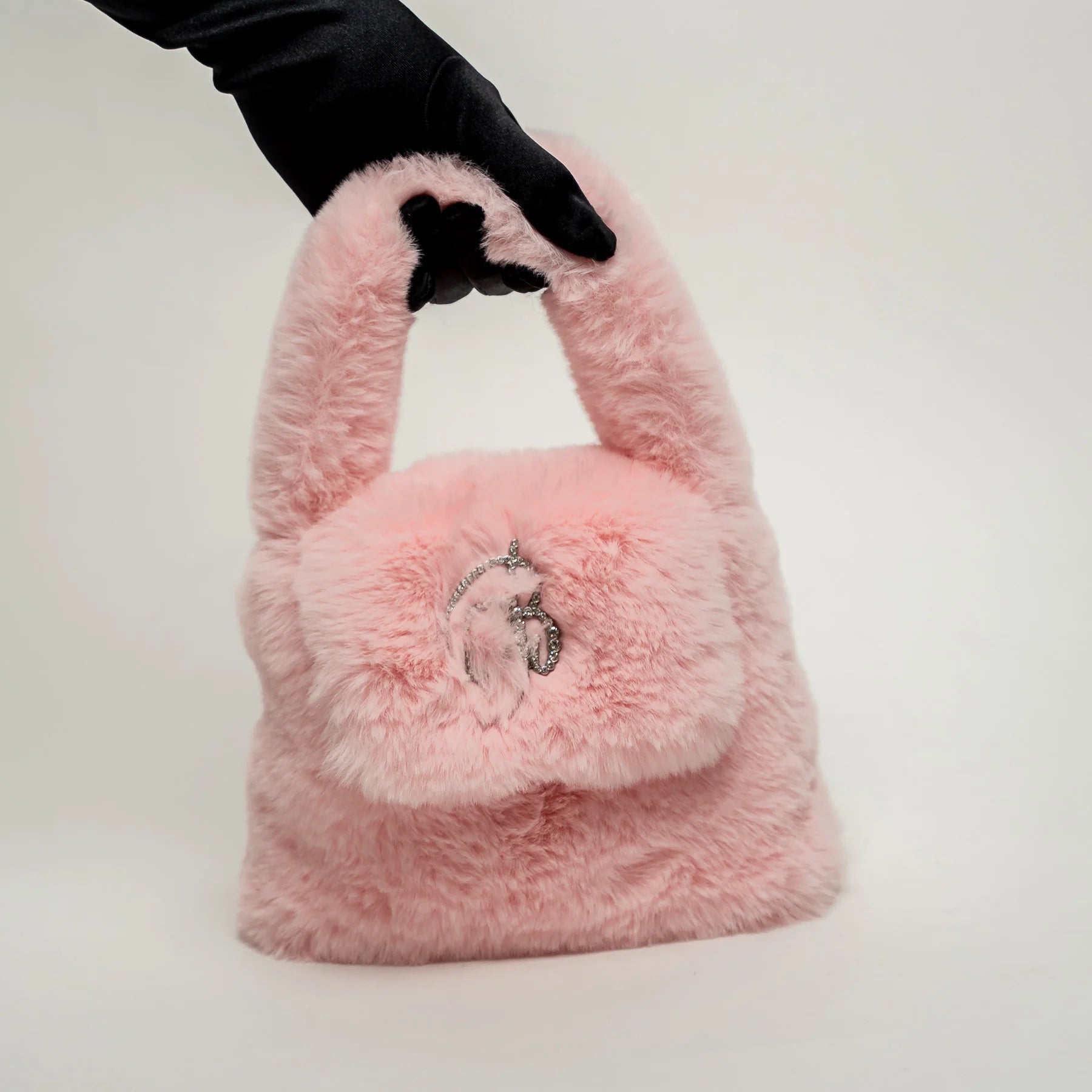 Blumarine Pink Faux Fur Handbag