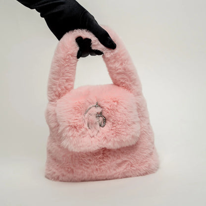 Blumarine Pink Faux Fur Handbag