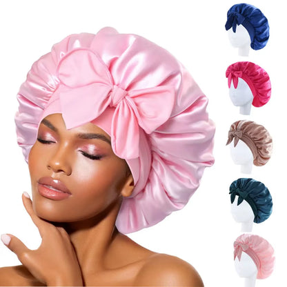 @@@@@Satin Bonnet Silk Bonnet Adjustable Bonne for Sleeping Hair Bonnet with Tie Band Bonnets for Women Men Satin Bonnet
