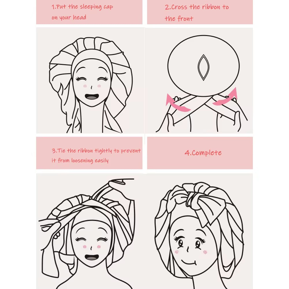 @@@@@Satin Bonnet Silk Bonnet Adjustable Bonne for Sleeping Hair Bonnet with Tie Band Bonnets for Women Men Satin Bonnet