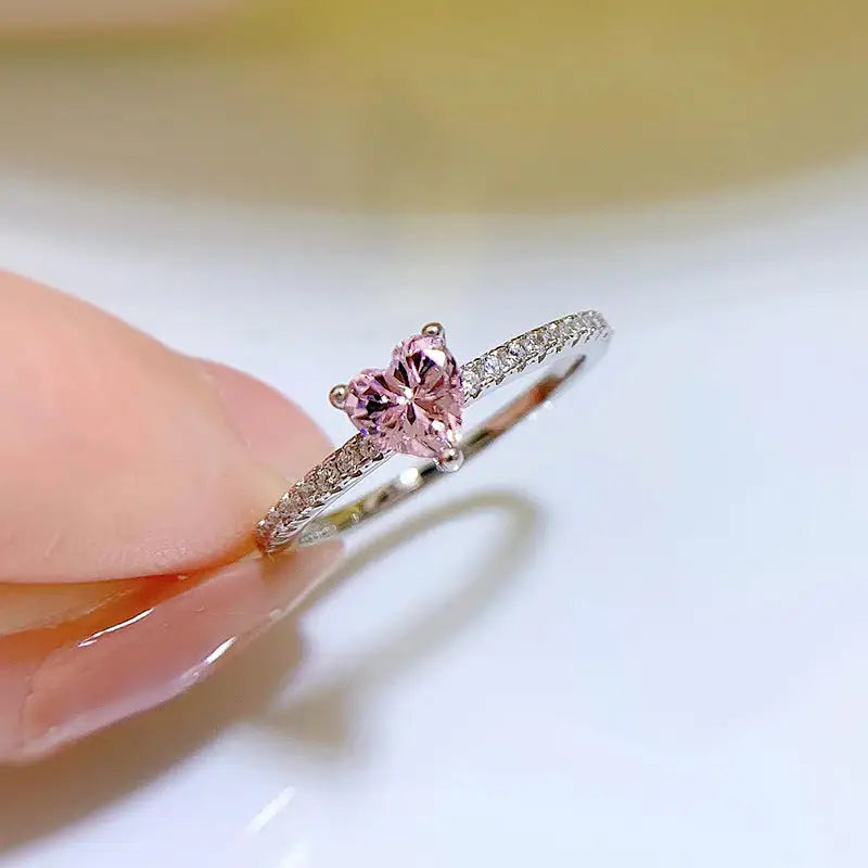 Stacking ring with pink heart