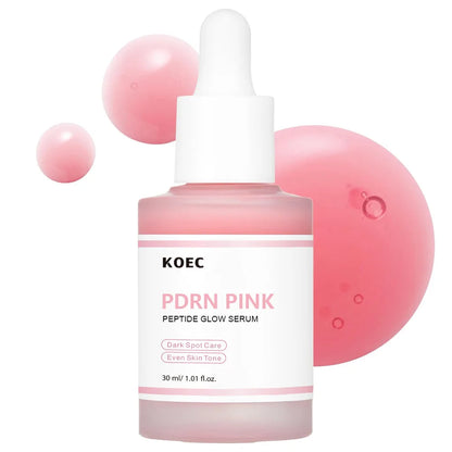 30Ml KOEC Rose PDRN Pink Peptide Glow Facial Serum Dark Spot Care Even Skin Tone Enhance Elasticity Smoothing Firming Adenosine