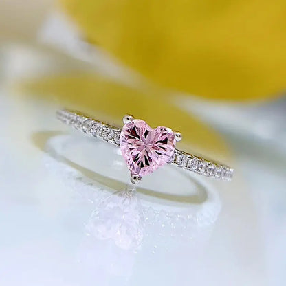 Stacking ring with pink heart