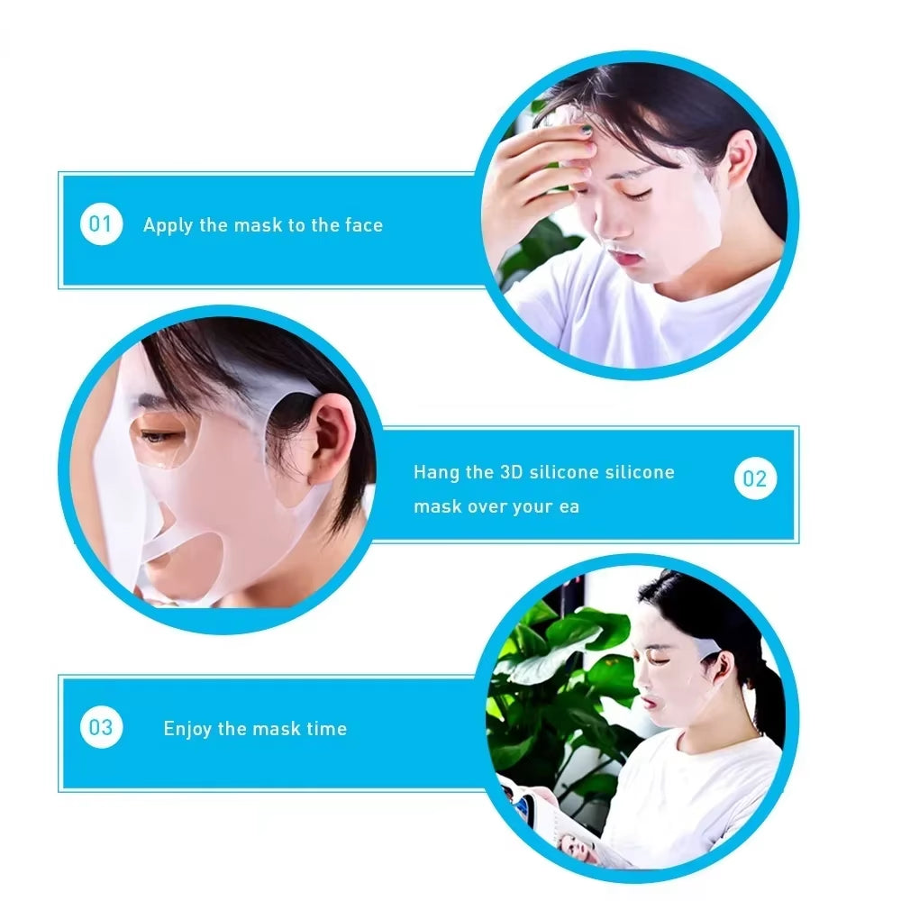 2025 Silicone Mask Reusable Cover Face Skin Care Hydrating Moisturizing Mask for Sheet Prevent Evaporation Steam Beauty Tool