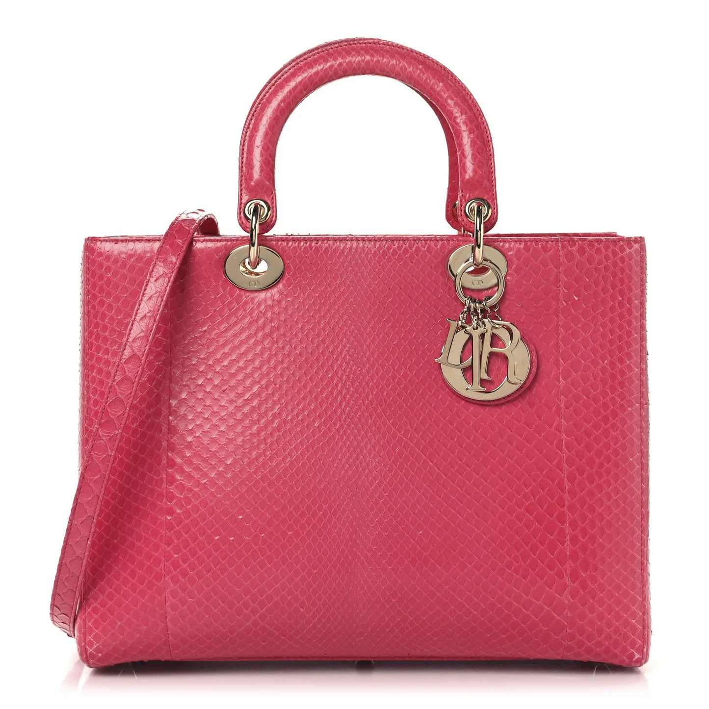Snakeskin Large Lady Dior Pink