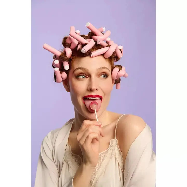 Beauty Pro Flexible Hair Rollers in Pink, 12 Pieces