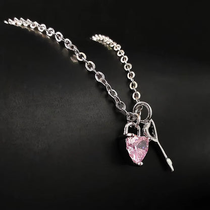 Products Unique Design Pink Heart and Key Necklace Pendant for Women Valentine'S Day Gift Jewelry X8400