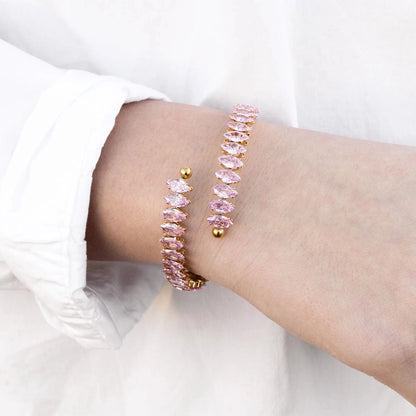 18K Gold PVD Edelstahl Armband mit rosa Stein