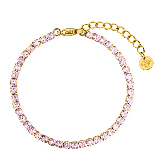Pink Tennis Bracelet | 18K Gold Plated