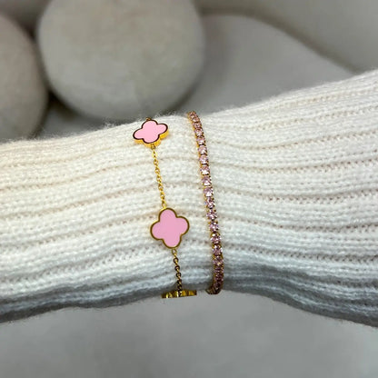 Pink Tennis Bracelet | 18K Gold Plated