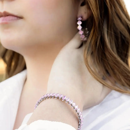 18K Gold PVD Edelstahl Armband mit rosa Stein