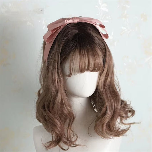 Mori Girl Pink Lolita Rose KC Hair Band Hairpin Hair Accessories Lace Bow Ribbon Hair Clip Tea Party D829