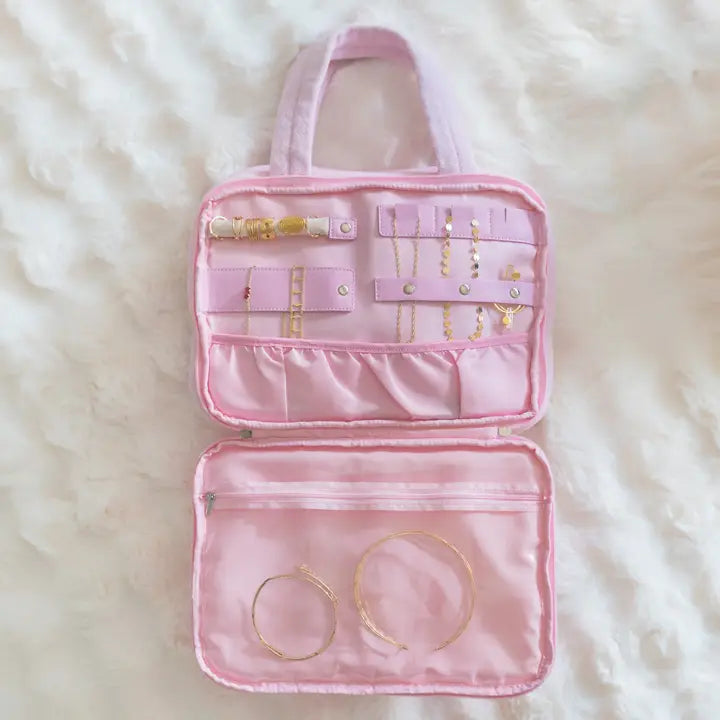 Pink cosmetic bag TOWEL with hanger